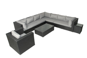Mobiliario modular de jardín de 8 plazas, negro y gris, Salento con fondo blanco concept u
