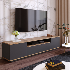 Mueble TV en madera y gris Tyro con almacenaje