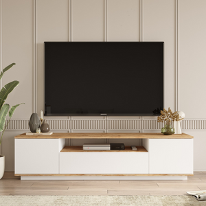 Mueble TV de madera Tyro y blanco con almacenaje