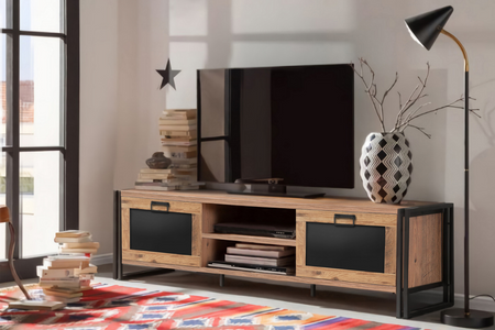 Mueble TV industrial Syn en madera y negro