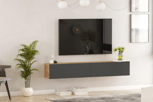 Mueble TV suspendido Hyl madera y gris