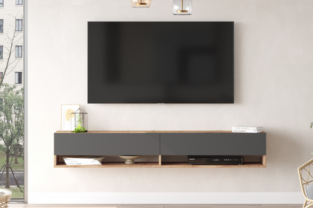 Mueble TV suspendido madera Mio y gris