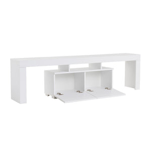 Mueble de TV con 2 armarios blanco base blanca fondo abierto concept u