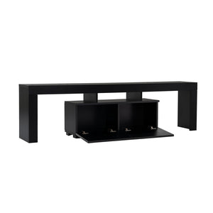 Mueble de TV con 2 armarios madera negra base paquete plano abierto concept u