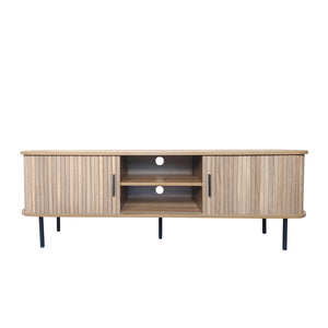 Mueble de TV con puertas corredizas de madera acanalada Manado Packshot concept u