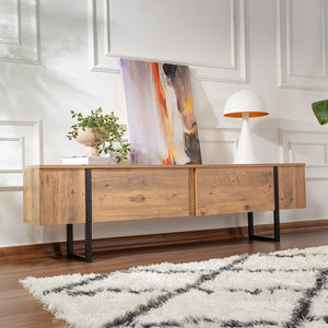 Mueble de TV industrial de pino negro Moov sin TV 3 cuartos concept u