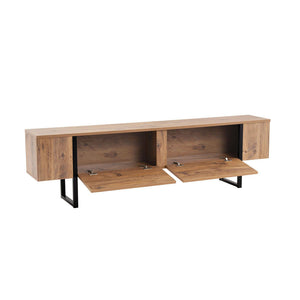 Mueble de TV industrial de pino negro con paquete Moov abierto concept u