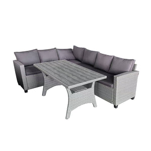 Mueble de jardín esquinero de 6 plazas de resina y ratán gris Tahaa paquete de 2 concept u