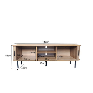 Mueble para TV con puertas corredizas de madera acanalada Manado dimensiones concept u