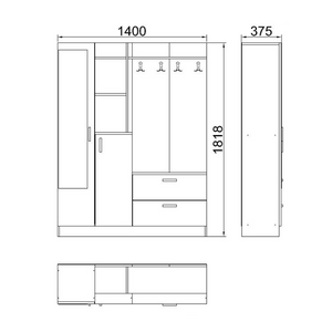 Mueble de entrada escandinavo Anka Concept Usine dimensiones