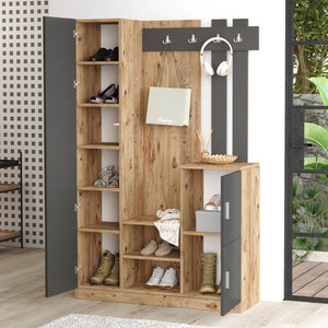 Mueble de entrada estilo Anka en madera y antracita