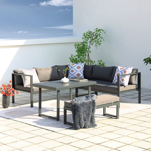 Muebles de jardín de 6 plazas, gris, Marbella, 3 cuartos concept u