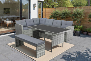 Muebles de jardín de 8 plazas sofá esquinero gris y gris Moorea ambiente concept u