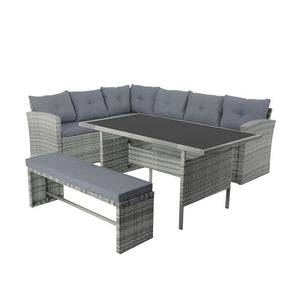 Muebles de jardín de 8 plazas, sofá esquinero gris y gris Moorea foto del producto concept u