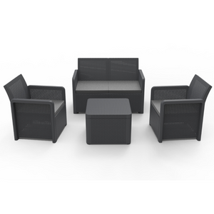 Muebles de jardín de resina de mimbre gris oscuro Nassau fondo blanco sala de estar concept u