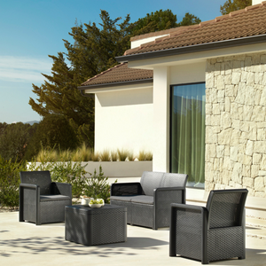 Muebles de jardín de resina de mimbre gris oscuro ambiente de jardín Nassau concept u