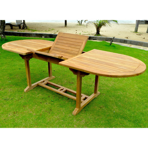 Muebles de jardín extensibles con mesa ovalada de teca de 10 plazas Kajang abierto mesa ambiente concept u