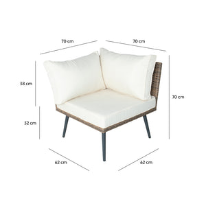 Muebles de jardín marrón y beige Baracoa, dimensiones del sillón esquinero concept u