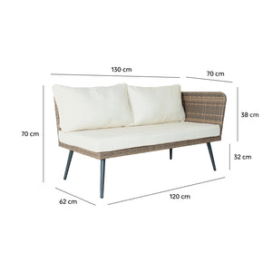 Muebles de jardín marrón y beige Baracoa, dimensiones del sofá izquierdo concept u