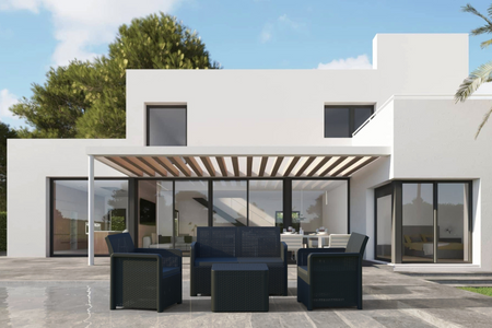 Muebles de jardín rectangulares Nassau de resina y mimbre gris oscuro concept u