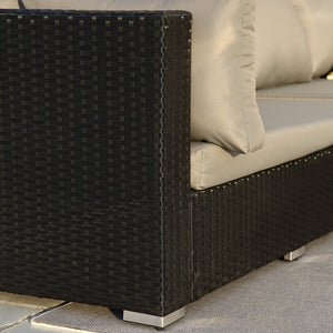 Muebles modulares de jardín de 8 plazas, color negro y gris, Salento, de resina y mimbre. concept u