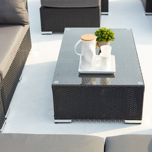 Muebles modulares de jardín de 8 plazas, mesa Salento en negro y gris concept u