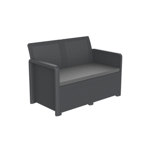 Sillón de jardín de mimbre y resina Nassau gris oscuro con fondo blanco concept u
