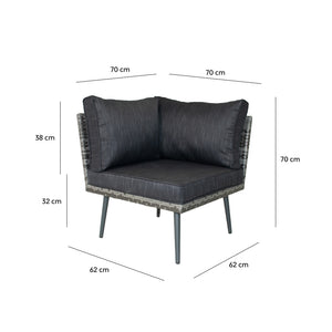 Sillón esquinero gris Baracoa, dimensiones concept u