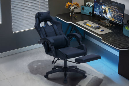 Silla gaming con reposapiés color negro estilo Altair concept u
