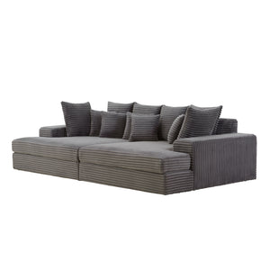Sofá Cardiff de pana gris ancho packshot tres cuartos concept u
