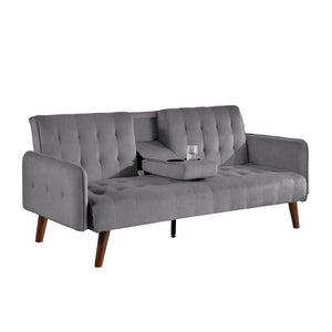 Sofá cama de 3 plazas con mesa plegable gris inverness packshot 3 cuartos concept u