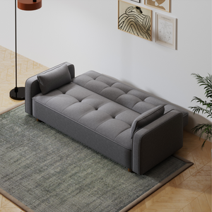 Sofá cama de tela de 3 plazas en Copenhague - ambiente de sofá desplegado gris