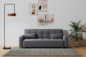 Sofá cama de tela de 3 plazas en Copenhague, rectangular gris