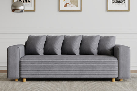 Sofá convertible de 3 plazas en pana gris ambiente Kolding concept u