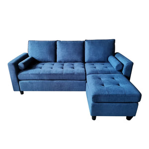 Sofá de 3 plazas en terciopelo azul marino Coventry fondo blanco concept u