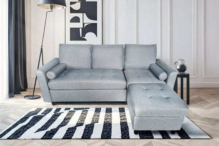 Sofá de 3 plazas en terciopelo gris claro estilo Coventry concept u