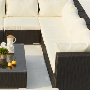 Sofá esquinero Salento modular de 8 plazas en negro y blanco concept u
