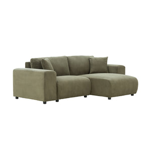 Sofá esquinero de 3 plazas color verde pana Aberdeen Packshot 3 cuartos concept u