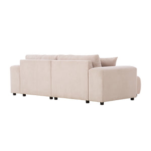 Sofá esquinero de 3 plazas en pana beige Aberdeen Packshot con respaldo de 3 cuartos concept u