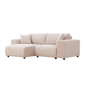 Sofá esquinero de 3 plazas en pana beige Aberdeen paquete de 3 cuartos concept u