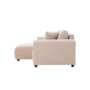 Sofá esquinero de 3 plazas en pana beige Aberdeen perfil Packshot concept u