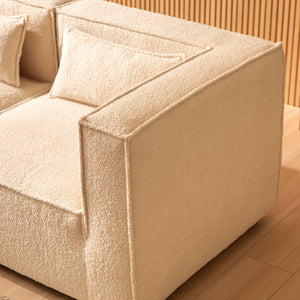 Sofá esquinero modular de 3 plazas con bouclette bouclé - beige y zoom concept u