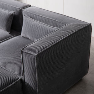 Sofá esquinero modular de 3 plazas en pana - gris antracita con zoom concept u