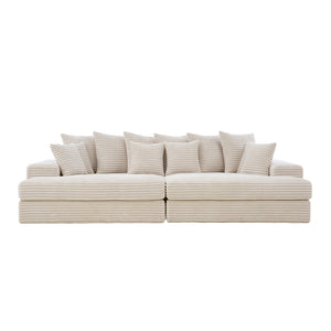 Sofá grande de pana beige Cardiff vista frontal concept u
