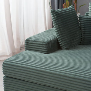 Sofá grande de pana verde Cardiff material Zoom concept u