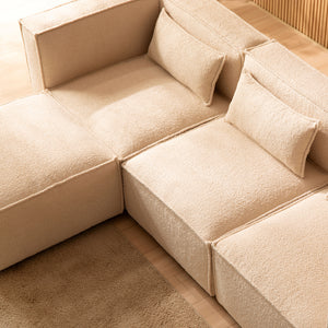 Sofá modular de 3 plazas bouclé - beige con bouclette zoom arriba concept u