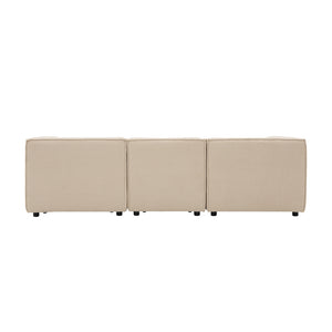 Sofá modular de 3 plazas con bouclette en bouclé - beige con respaldo acolchado concept u