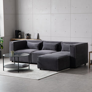 Sofá modular de 3 plazas de pana -  gris antracita cocnept u