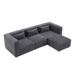 Sofá modular de 3 plazas en pana - gris antracita con capota extraíble concept u