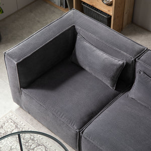Sofá modular de 3 plazas en pana - gris antracita con zoom concept u